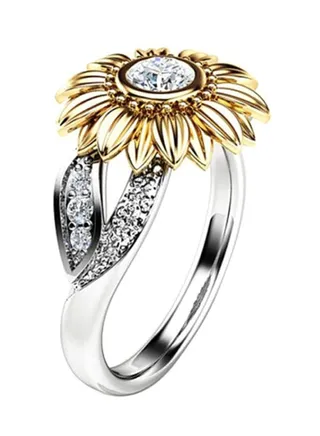 Rhinestone Studded Flower Design Ring 