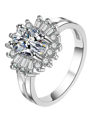 Silver Plated Wedding Ring Studded With Zircon 