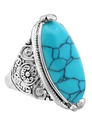 Antique Silver Plated Vintage Oval Carving Ring 
