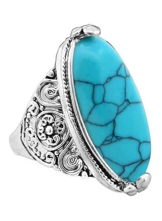 Antique Silver Plated Vintage Oval Carving Ring 