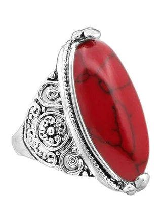 Antique Silver Plated Vintage Oval Carving Ring 