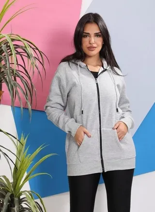 Sweatshirt zipper & Hoodies For unisex - Grey 