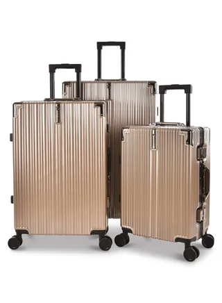 Track ABS+PC Zipperless Luggage Set, Strong Frame with Combination Locks, Travel Trolley Bag with Carry On Cabin Size and Large Check-in Size, 4 Double Wheels, TC226/3P ( 20/24/28 Inches) 