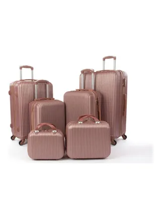 6-Piece Luggage Trolley Set Rose Gold 