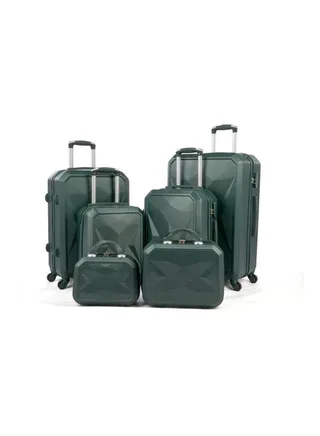 6-Piece Hard Side Luggage Trolley Set 12/15/16/20/24/28 Inch D.Green 