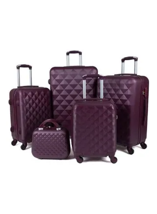 5 Piece Luggage Trolley Bag Maroon 