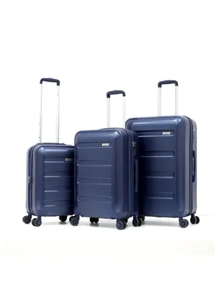 Hardshell Luggage Spinner Trolley Bag 3 Pieces Set,Blue (S-20",M-24",L-28") 
