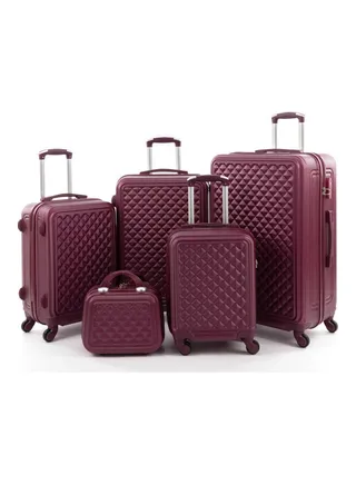 5-Piece Luggage Trolley Set 12/16/20/24/28 Inch Maroon 