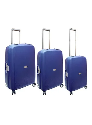 Unbreakable Hardside 3 Piece Luggage Trolley Set Blue 
