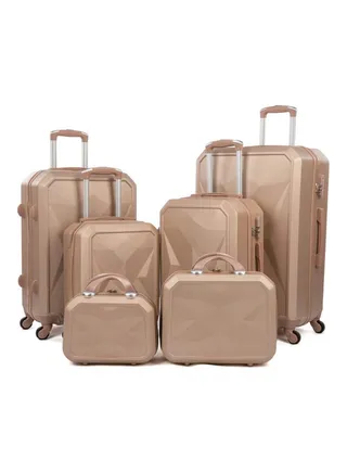 6-Piece Hardside Luggage Trolley Set 12/15/16/20/24/28 Inch Gold 