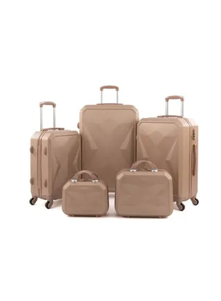 5-Piece Luggage Trolley Set 12/15/20/24/28 Inch Gold 