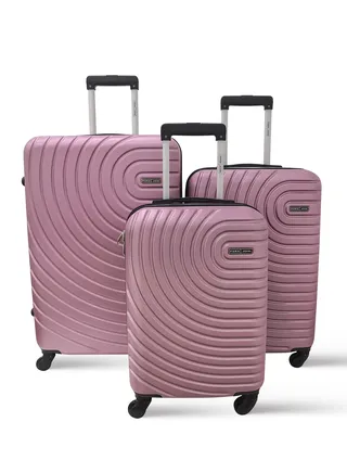 3 Piece Hardside Trolley Luggage Set Pink 