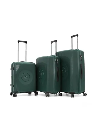 Hardside Luggage Trolley Bag 3 Pieces Set,Green (S-20",M-24",L-28") 