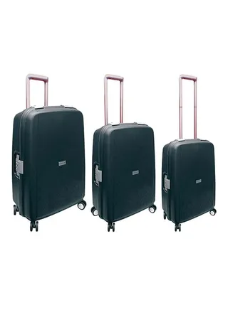 Unbreakable Hardside 3 Piece Luggage Trolley Set Black 