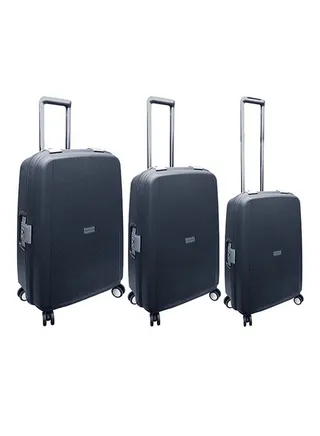 Unbreakable Hardside 3 Piece Luggage Trolley Set Grey 