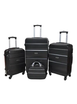 Hardside 4 Piece Luggage Trolley Set Black 