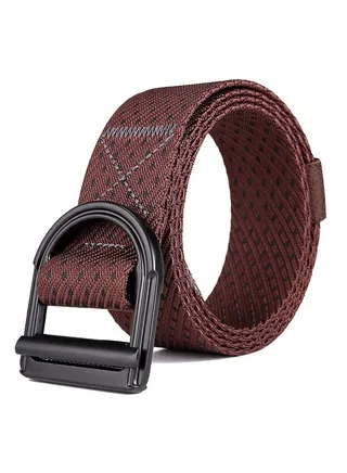 Oztev Men's Automatic Adjustable Buckle Nylon Belt (Brown) 