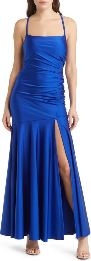 Square Neck Stretch Satin Gown