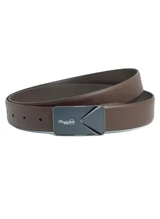 Classic Milano Genuine Leather Belt men Profile Plate Mens belt 35MM Belts for men PRF2356 SAFIANO P35HQ3 (Brown) by Milano Leather 