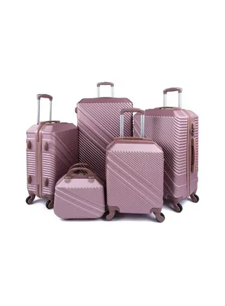 Hardside 5 Piece Luggage Trolley Set Rosegold 