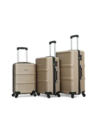 Giordano Luggage Bags Hardside Spinners Trolley 3 PCS Set,Champagne 