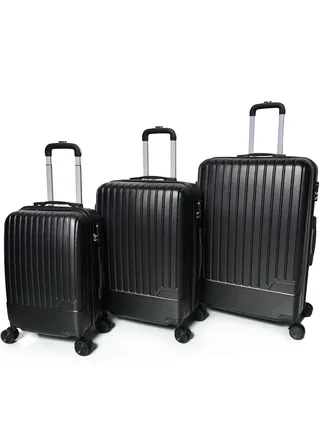 MORANO Hard-Side Luggage Set for Unisex Lightweight 4 Double Wheeled Suitcase with Built-In Type Lock (Black) 