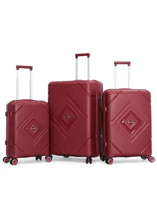 Sonada Trolley Bags 3 PCS Set Hardside Suitcase,Burgundy 
