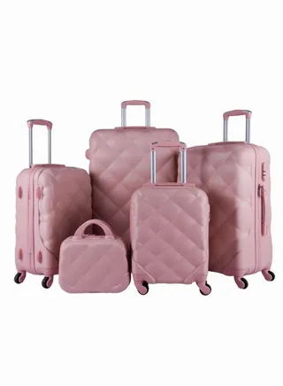 Hardside 5 Piece Luggage Trolley Set Pink 
