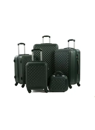 Hardside 5 Piece Luggage Trolley Set D. GREEN 