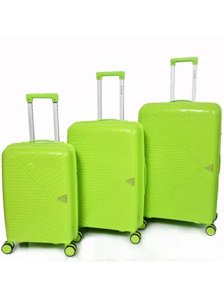Stae line Hard-Side Luggage Set for Unisex PP Lightweight 4 Double Wheeled Suitcase with Built-In TSA Type Lock (Set of 3 Pcs,Green) 