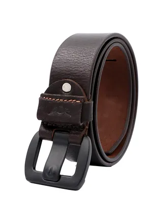 Growind Picasso Men's Genuine Leather Brown Belt With Black Frame Style Buckle 