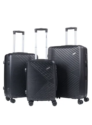 3-Piece ABS Hardside Trolley Luggage Set Spinner Wheels with Number Lock 20/24/28 Inches Black 