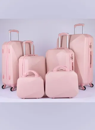 Luggage set 6 pieces travel Bags with a distinctive design from limra pink 