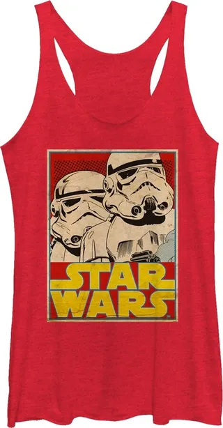 Women's Star Wars Stormtrooper Trading Card Racerback Tank Top - Red Heather - Large