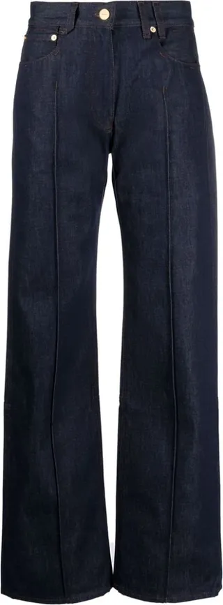 Blue Logo Embroidered Bootcut Jeans