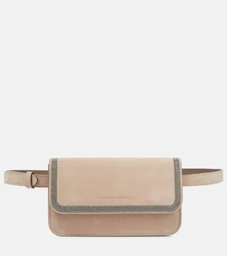 Embellished suede belt bag