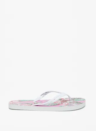 Womens Floral Print Slip On Thong Slippers