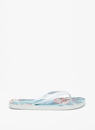 Womens Floral Print Slip On Thong Slippers 