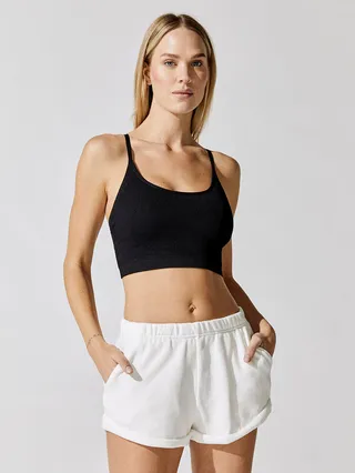Entice Seamless Crop Tank - Black