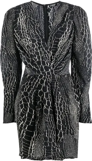 Lizard Skin-Print Wrap Dress