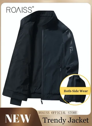 Men’s Reversible Jacket Men's Pilot Baseball Uniform Reversible Wearable Loose Padded Men's Motorcycle Jacket Men's Jacket Fashion Casual Men's Clothing 