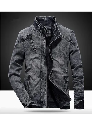 Slim-Fit Retro Denim Jacket Black 