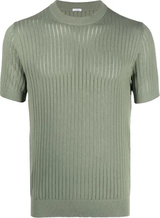 ribbed-knit cotton T-shirt