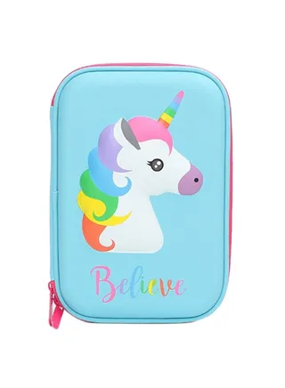 Unicorn Printed Pencil Case Blue 