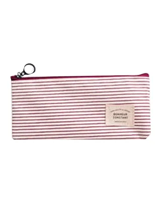 Striped Minimalism Canvas Pencil Case Pink 