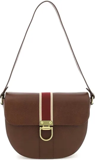 Leather Shoulder Bag With Ribbon