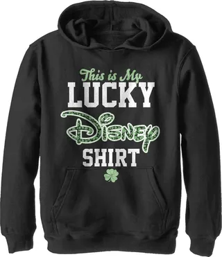 Boy's Disney This is my Lucky Shirt Pull Over Hoodie - Black - Large