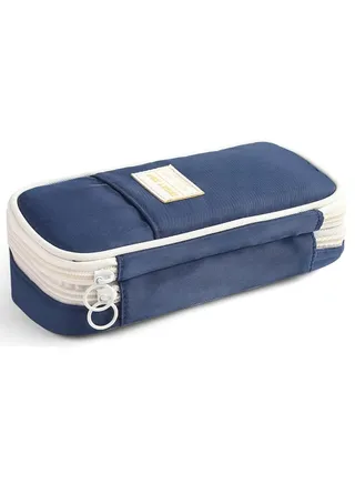 Big Capacity Pencil Case, Large Pencil Case for School Office College, Fashion Portable Storage Bag for Boys and Girls (Blue) 