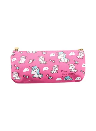 Cute Cartoon Animal Unicorn Pattern Pencil Case Red 