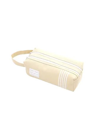 Double Zipper Large Pencil Case Beige 
